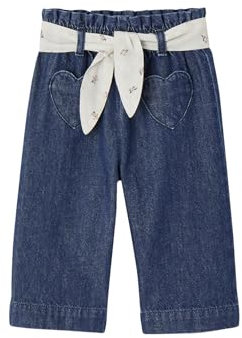 Vertbaudet Weite Baby Jeans mit Stoffgürtel dunkelblau 74
