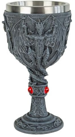 Horror-Shop Imposant Calice en Forme De Dragon avec Pierres Précieuses 20cm