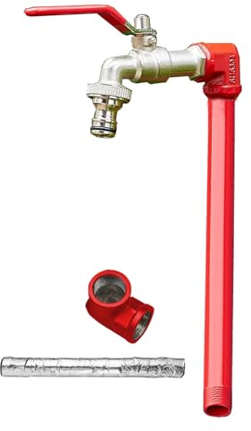 LXRHLIKG Fontana da Giardino Esterno Indipendente, Rubinetto Antigelo in Acciaio Inossidabile 304 per Irrigazione e Innaffiamento(Red,80cm/31in)
