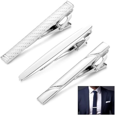 Batheidon 3 Stück Krawattenklammer Set für Herren – Klassische Krawattennadel aus Kupfer für Business, Hochzeit und Alltag – EleganteKrawattenklammern für verschiedene und Anlässe