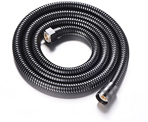 Handheld Shower Head Hose with, 1.2M 1.5M 2M Black Stainless Steel Shower Hose Handheld Shower Head Fittings Pipes Bathroom Accessories Hose Flexible Plumbing Pipe(1.2m)