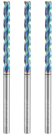 sourcing map 3 brocas de enrutador en espiral de 1/8 pulgadas de diámetro de corte de vástago de 1/8 pulgadas de carburo sólido con revestimiento de carbono similar al diamante, 3 flautas, brocas de