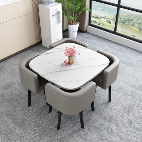 Kleines Bürokonferenztisch-Set, quadratischer Konferenztisch und Stuhl-Set für Empfangsraum, Esszimmer, Terrassenmöbelabdeckungen