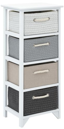 242890 Armoire d'appoint avec 4 paniers en bois