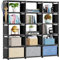 Tienily Book Shelf, Cube Storage Organizer, DIY Bookcase, Portable Metal Bookshelf, Tall Book case for Bedroom, Living Room, Study Room, Office, Closet, Black Cubicle Rack (Black, 15-Grid)