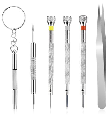 Giwnhvx 6-Teiliger Uhrmacher-Schraubendreher im Mikro-Stil, 0,8-1,4 mm, Präzisions-Schraubendreher mit Pinzette für die Reparatur Von Brillen und Schmuck