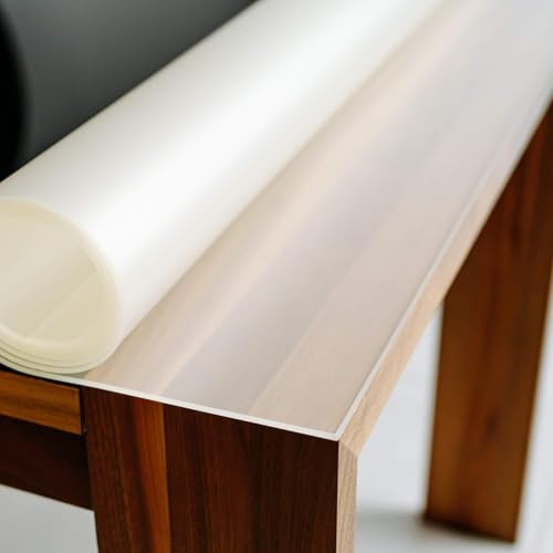 PROFOLIO Tischfolie Rechteckig und Leicht Transparent mit abgeschrägter V-Kante - Feinmattierte Tischdecke als Schutz ohne Luftblasen - Matte 2mm Tischfolie - Größe Anpassbar