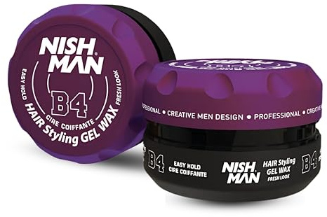 NISHMAN Aqua Gel Wax for Men B4 - Fresh Look 150g - Fresh Scent - Natural Shine Look - Ultra High Strong Hold - Long-Lasting Control and Definition
