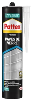 Pattex Colle Fixation Pavés de Verre (cartouche 470 g) – Colle de fixation résistante – multi-usages pour divers matériaux
