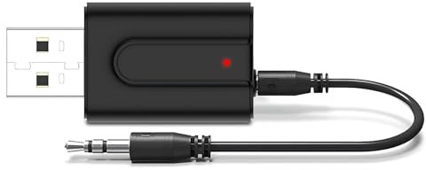 Trasmettitore e Ricevitore Bluetooth 5.0, Adattatore USB Wireless Bluetooth Trasmettitore con Luce LED, Bassa Latenza, Plug & Play per TV, PC, Cuffie Stereo, Altoparlanti Auto