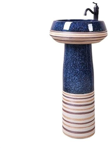 CAFIEDR Lavabo de Salle de Bain sur Pied, Petit lavabo sur Pied de 15,7 Pouces, lavabo sur Pied en céramique Vintage pour intérieur et extérieur(B)