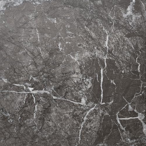 Self Adhesive Vinyl Floor Tiles - 10 Pack / 22.50 ft² (2.09m²) Black Marble Peel and Stick Floor Tiles Size 18”x 18” (45.72x45.72 cm) Waterproof Kitchen Square Vinyl Flooring