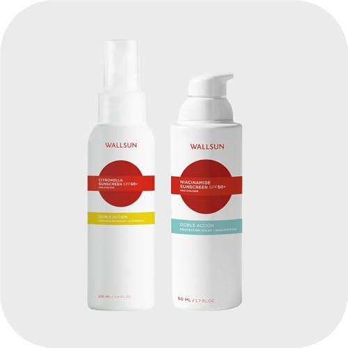 WALLSUN Pack Solar Outdoor & Care SPF 50+ | Niacinamidas Facial (50 ml) + Citronela Corporal (100 ml) | Protección UVA/UVB | Antiarrugas, Antimanchas y Acné | Repelente Natural de Mosquitos