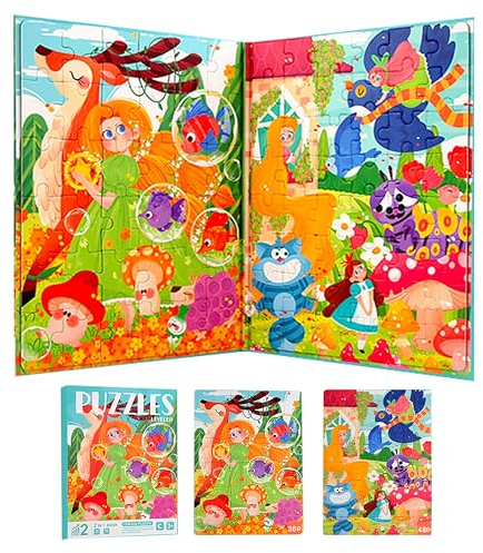 KUKUTrue® Jouet Montessori 3 4 5 Ans, Puzzles Princesse, Jeux Voyage Enfant 3 Ans, Puzzle Magnetique, Livre Puzzle, Cadeau 3–5 Fille Garçon
