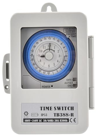 Fangxuee Boîte de Commutation de Minuterie Mécanique de 24 Heures TB388R Programmable Électrique AC100-240V 15 Min Intervalle IP53 Minute Nominale