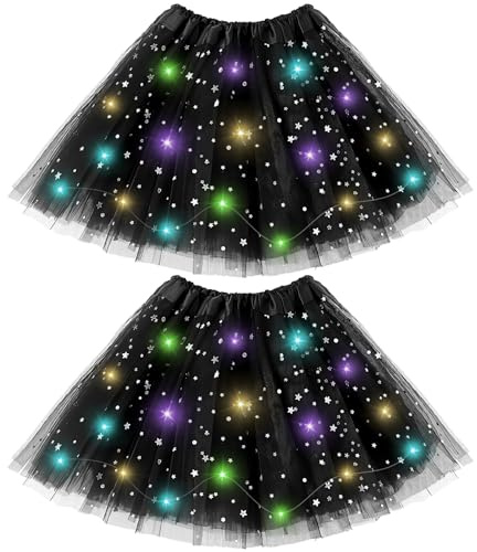 DIELIANHUA 2 PCS Gonna Tutu con LED, 40 CM Tutu LED Donna, Gonna Tutus Donna, Tutus Luminoso, Gonnas in Tulle Donnas, Adatto per Halloween, Rave, Balletti E Balli in Maschera