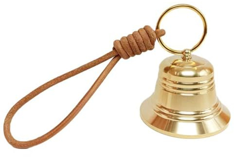 Campana Navideña Vintage para Pomo de Puerta, Campana de Latón Extragrande con Cordón, Decoración Navideña para el Hogar, el Jardín y la Escuela (Dorada)