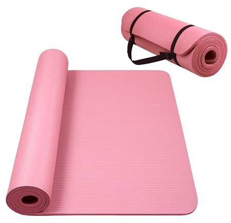 Fitnessmatte | Yogamatte | rutschfest | 183x61cm XXL | 0,8cm hoch | Gelenkschonende Gymnastikmatte | Einsteiger und Fortgeschrittene | Indoor/Outdoor geeignet (Rosa)