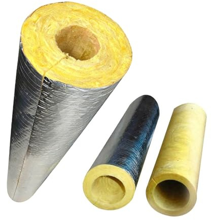 Cylindre en Laine de Roche avec Aluminium, Ø 27 34 48 165 159 114 133 108 89 mm Isolation de Conduits de Cheminées et Tuyaux de Poêles, Tuyau d'isolation avec adhésif(114mm x 50mm Wall)