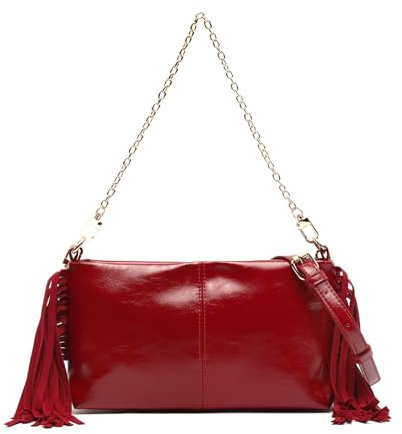 MISAKO Flecho bolso de fiesta pequeño con flecos Mujer - Flecho Rojo 14x6x25cm