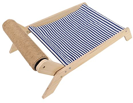 CHICIRIS Hamaca para Gatos, Columpio con Estructura de Madera con Diseño Antivibración, Cómoda Cama para Gatos y Gatitos de Interior (Cama de Rodillos de sisal de Playa)