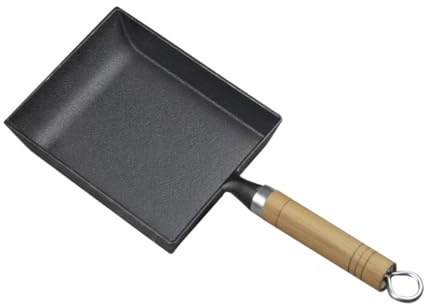 Luxshiny Sartén de Hierro Fundido Cuadrada 20 Cm para Tamagoyaki, Fondo Plano Antiadherente sin Revestimiento, Cocina Japonesa para Huevos, Carne y Barbacoa, Utensilios de Cocina Robustos