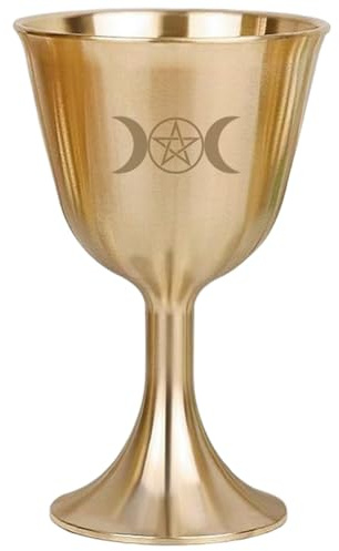 Cndiyald Cáliz Copa Triple Pentagrama Copa de Cobre para Altar de Vino Ceremonial Decoración Religiosa