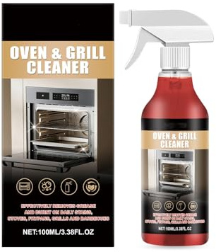 Backofen&Grillreiniger,Backofenreiniger, Ofenreiniger, Grillreiniger, Selbstarbeitender Reiniger und Fettlöser für Backofen,Herdplatte & Grill,Oven & Grill Cleaner,Löst Verkrustungen (Schwarz)