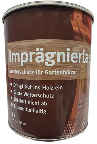 Meffert Imprägnier Lasur Lösemittelhaltig für Außen Farbwahl 5 Liter, Farbe:Nussbaum
