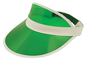 WickedFun® Unisex Retro 80s Neon Sun Visor Hat Headband Cap for Golf Tennis Stag Poker Party (Green)
