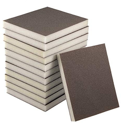 sourcing map Sanding Sponge Block 120-Grits Medium Grit Sand Block Pad for Kitchen Metal/Drywall/Wood Brown 12pcs
