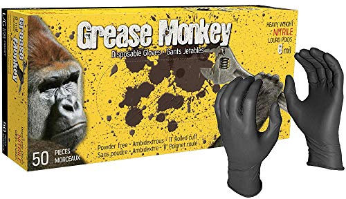 Grease Monkey 5555PF Guantes de nitrilo 8mil, 50/caja