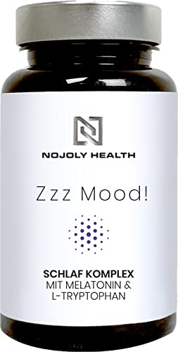 Zzz Mood® natürlicher Schlaf Komplex | mit 1mg Melatonin, L-Tryptophan, Passionsblume, Ashwagandha & bewährten Pflanzenstoffen hochdosiert B5 für geistige Leistung & Energiestoffwechsel