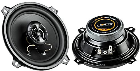 Juice Car Audio S520 5 Inch 13cm 2-Way Coaxial Car Door or Parcel Shelf Speaker Upgrade, Efficient Power Handling, 250 Watts Peak Power, Black