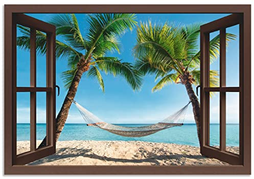 ARTland Wanddeko Wandbild Alu Verbundplatte für Innen & Outdoor Bild 130x90 cm Landschaften Fensterblick T4TP