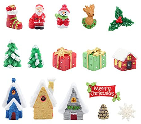 16 StüCk Weihnachtsfiguren Klein Deko Weihnachten Miniature Ornaments Harz Mini Figuren Weihnachtsdeko Schneemann