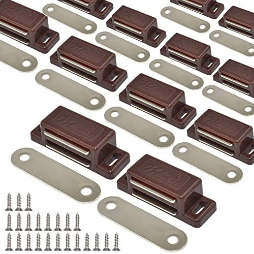 12 Stück 6,8 kg Schrankmagnete, magnetischer Türschnäpper für Küche, Schrank, Tür, Badezimmer, Schrank, Kleiderschrank, Schubladenriegel und Fensterläden mit Befestigungsschrauben (braun)