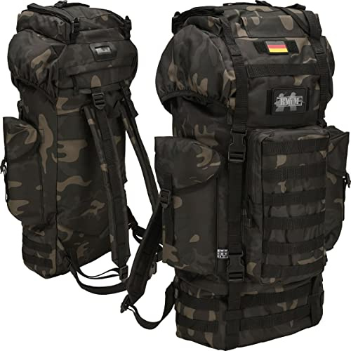 BWuM Bundeswehr kampryggsäck Molle 65L + patch & flagga, Darkcamo