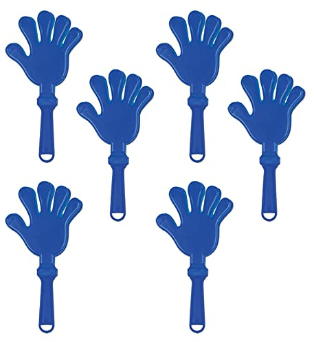 Beistle Blue Hand Clappers – 6 Pack, Plastic Hand Clapper Noisemakers for Celebrations, Events, Sports Teams, Rallies, & Group Activities, 7½