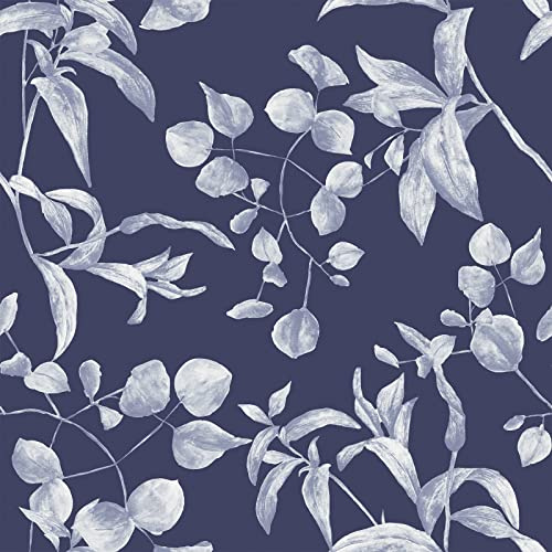 VEELIKE Tapet Blå Löv Självhäftande Papper Möbler Blommor Film Blommig Akvarell Fotomural Kök Sovrum Vardagsrum 44.5cm×300cm