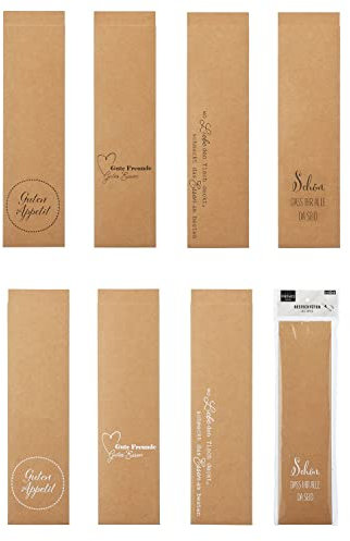 Geschenkestadl 64 Stück Bestecktüte aus Papier mit Spruch Bestecktaschen stabiles Kraftpapier
