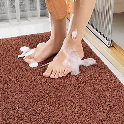 LY4U rutschfest Duschmatte 60x60cm, Weiche Luffa Anti Schimmel PVC Badematte für Duschkabine Badezimmer Braun