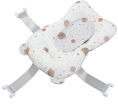 Alfombrilla de Baño para bebé, Suave y Segura, Secado Rápido, Ligera, para sentarse y acostarse, Cojín de Baño con Almohada para bebés, para gatear, bañar a bebés y uso diario (Blanco)