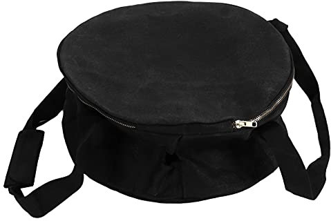 Natudeco Portable Rond Pot Mallette De Transport Four Hollandais Sac De Rangement Étanche Ustensiles De Cuisine Sac De Rangement pour Cuisine en Plein Air Camping Pique-Nique Barbecue(Noir)