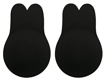 Självhäftande BH Silikon Öron Självhäftande BH Kaninformad Axelbandslös Rygglös Återanvändbar Osynlighetsstick Flexibel Mjuk Sport BH Push Up Självhäftande BH:ar (Svart)
