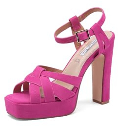 QUEEN HELENA Sandalias con plataforma Zapatos de tacón alto Casual Elegante Mujer ZM9620, fucsia, 38 EU