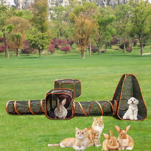Outdoor-Katzenzelt mit Tunnel, 6-in-1-Kanal, Tragbares Katzengehege, Faltbar, für Kleintiere Zum Selbermachen auf Vielfältige Weise