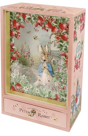 Trousselier Peter Rabbit. - Stor traditionell trälåda, sten, kanin, rosa - musikalisk låda - speldosa, flicka, pojke, baby, barn - doppresent för födelse