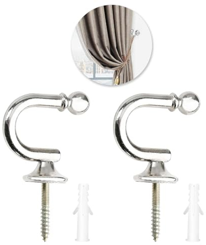 2PCS Curtain Tieback Hooks, U Shaped Curtain Tie Hooks, Tie Back Hooks For Curtains, U Shaped Curtain Tie Back Hooks for Home Decor, Heavy Duty Hooks for Drapes, Clothes, Coat Hanger