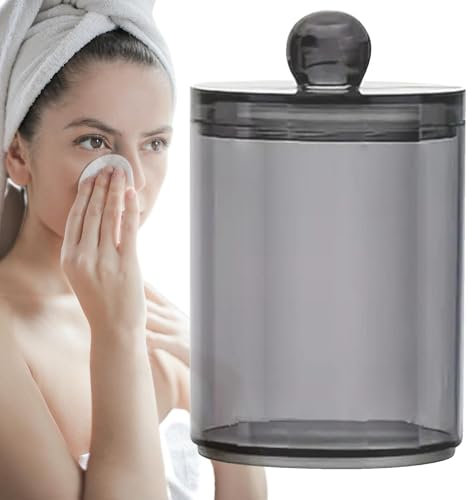 Wattestäbchenspender, Wattebauschhalter,Schwarze Make-up-Aufbewahrungsbox aus Baumwolle - Transparenter Halter für Wattestäbchen, Wattestäbchen-Ballspender, Badezimmerbehälter, Kanister-Organizer